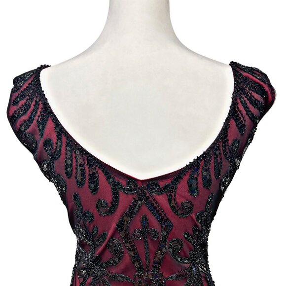 Unbranded Vintage 1920s Flapper Midi Dress Sequin A-Line Sheer Party Costume Red - Picture 7 of 12
